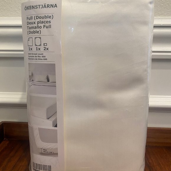 New ! IKEA ÖKENSTJÄRNA Sheet Set White Full (Double) 600 CT Cotton 204.345.92 - Picture 2 of 4